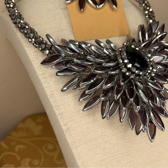 AERAVIDA GLASS BEAD NECKLACE STATEMENT HANDMADE EVENT GOTH FORMAL EVENING BLACK - Picture 6 of 14